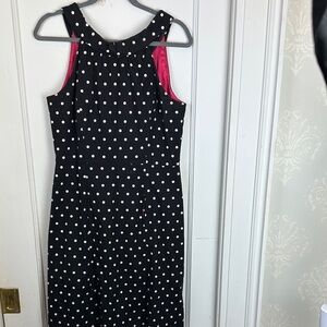 White House Black Market Black and White Polka Dot Midi Dress